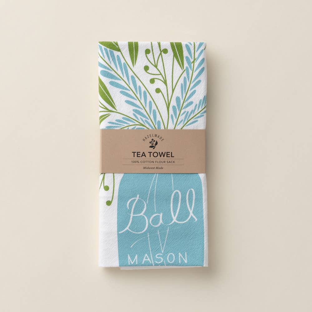 Mason Jar Flowers Tea Towel | Kitchen Towel