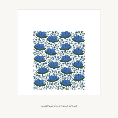 Blue Flowers Tea Towel | Cotton Flour Sack Towel