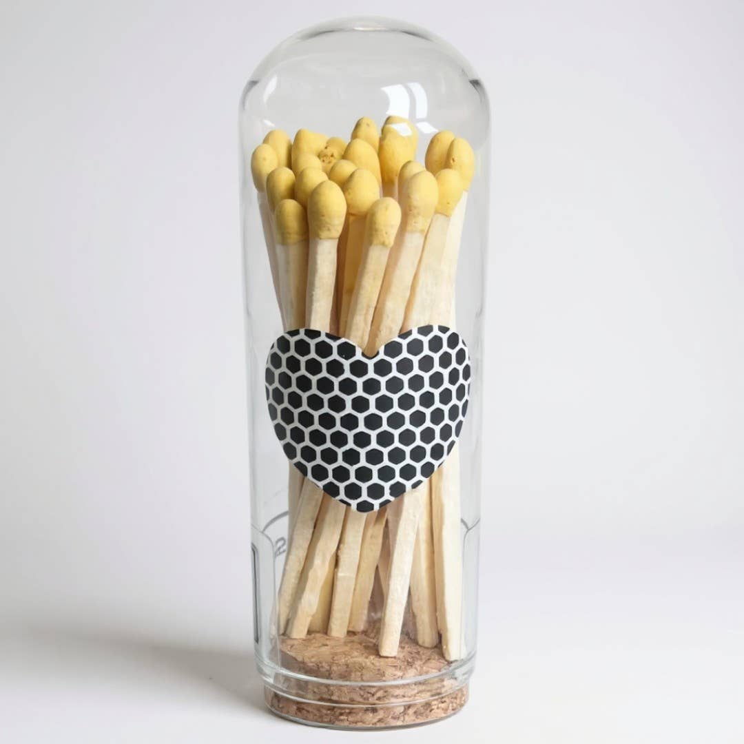3" Matches in Cloche w/Heart Striker & 25 Colored Matches