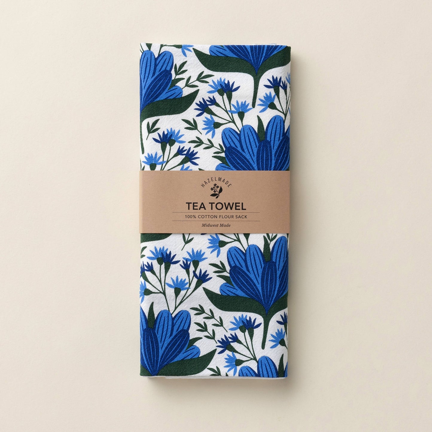 Blue Flowers Tea Towel | Cotton Flour Sack Towel