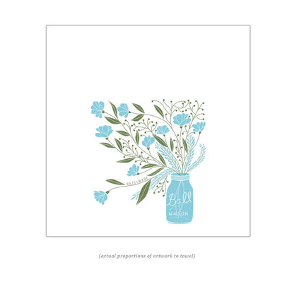 Mason Jar Flowers Tea Towel | Kitchen Towel
