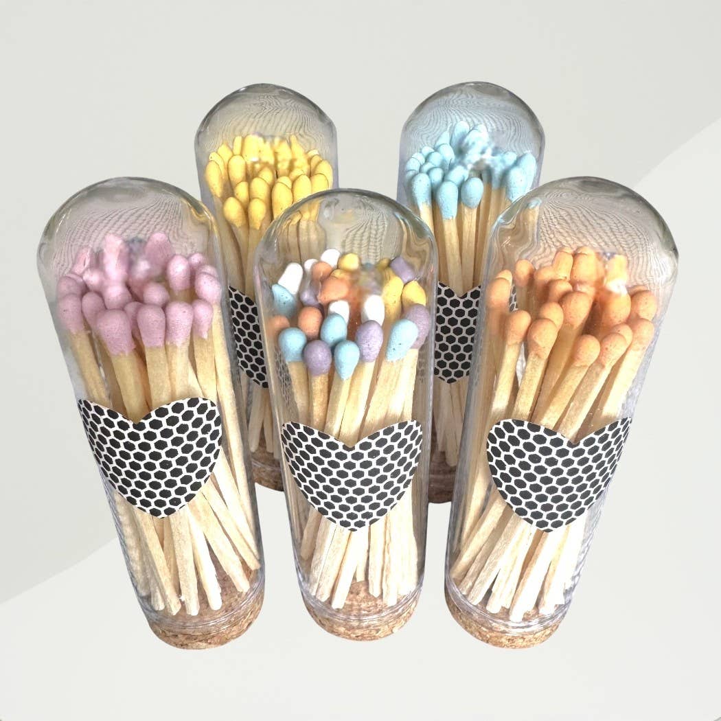 3" Matches in Cloche w/Heart Striker & 25 Colored Matches