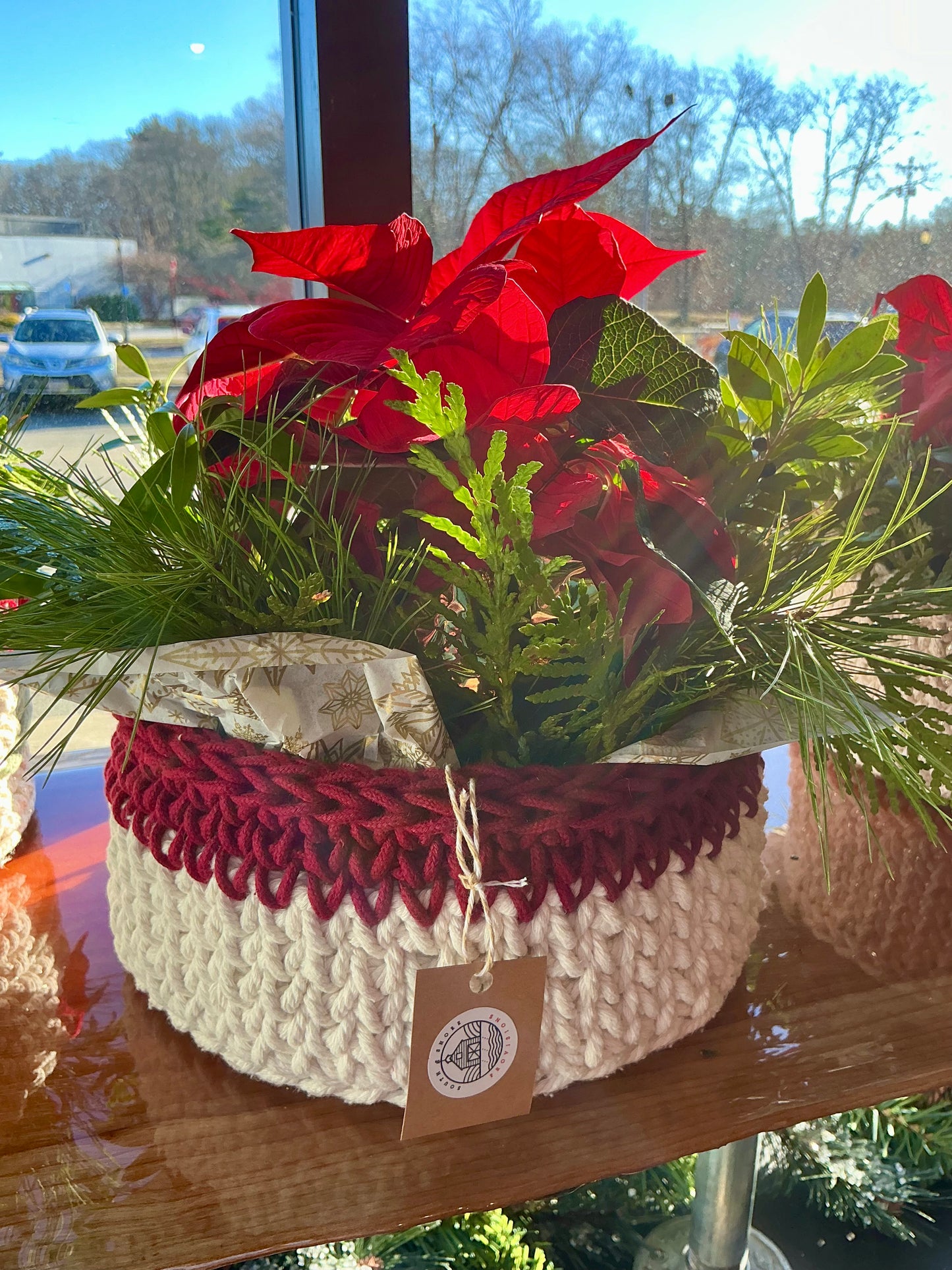 Poinsettia basket