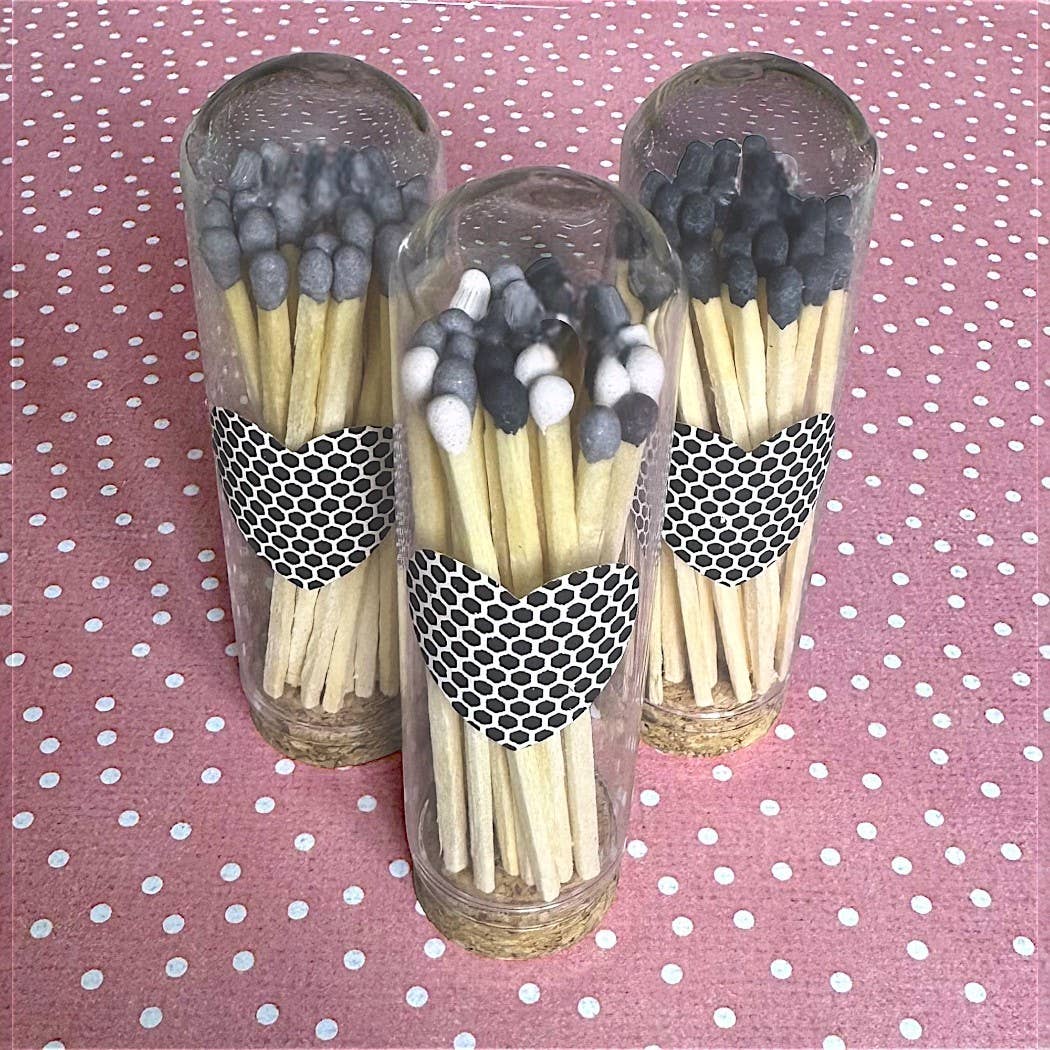 3" Matches in Cloche w/Heart Striker & 25 Colored Matches