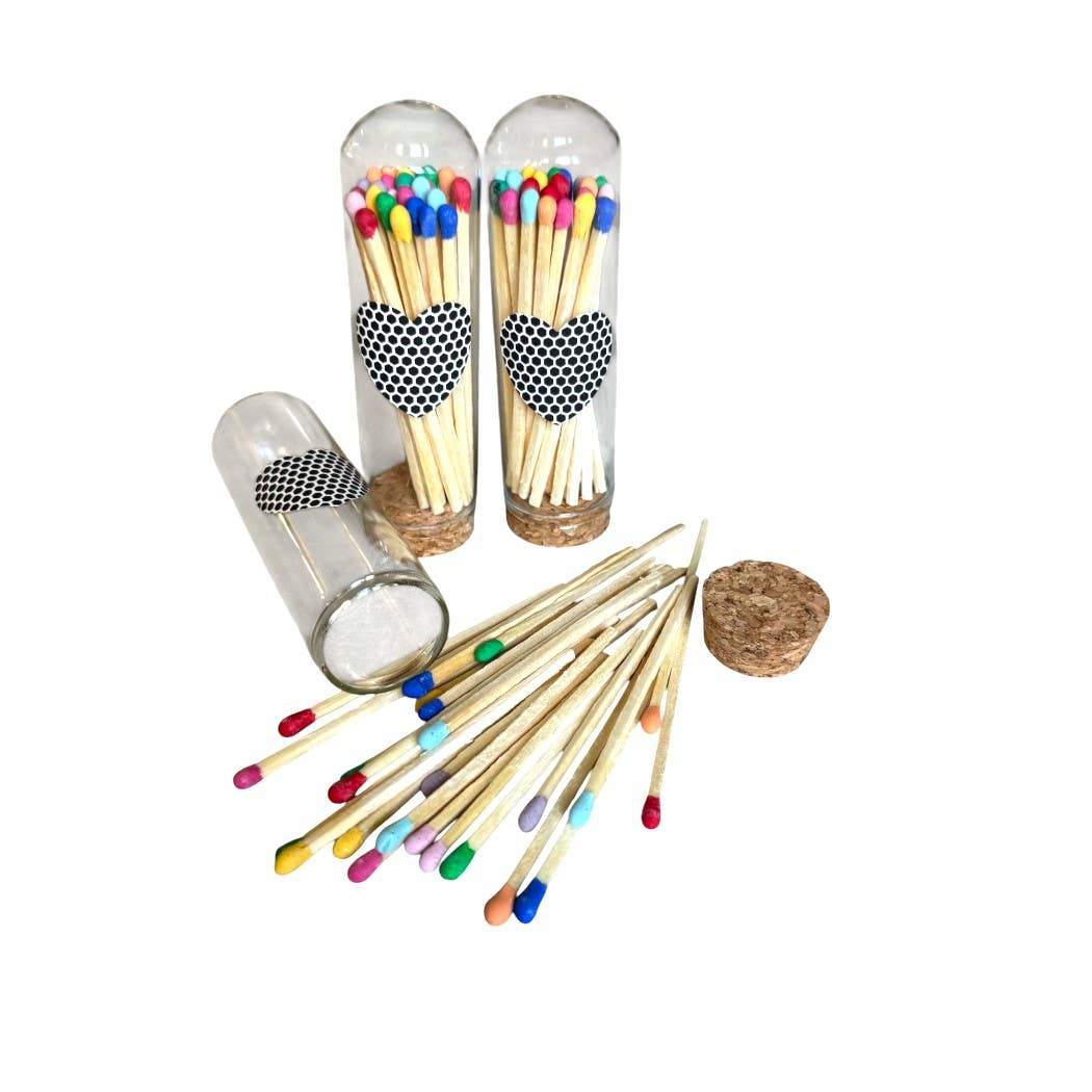 3" Matches in Cloche w/Heart Striker & 25 Colored Matches