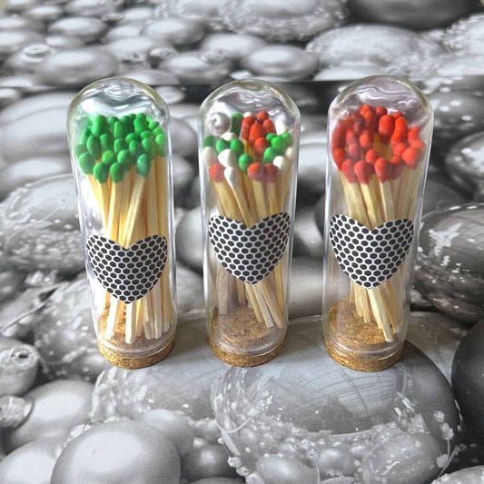 3" Matches in Cloche w/Heart Striker & 25 Colored Matches