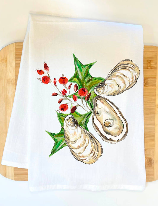 Oyster Mistletoe Kitchen Towel