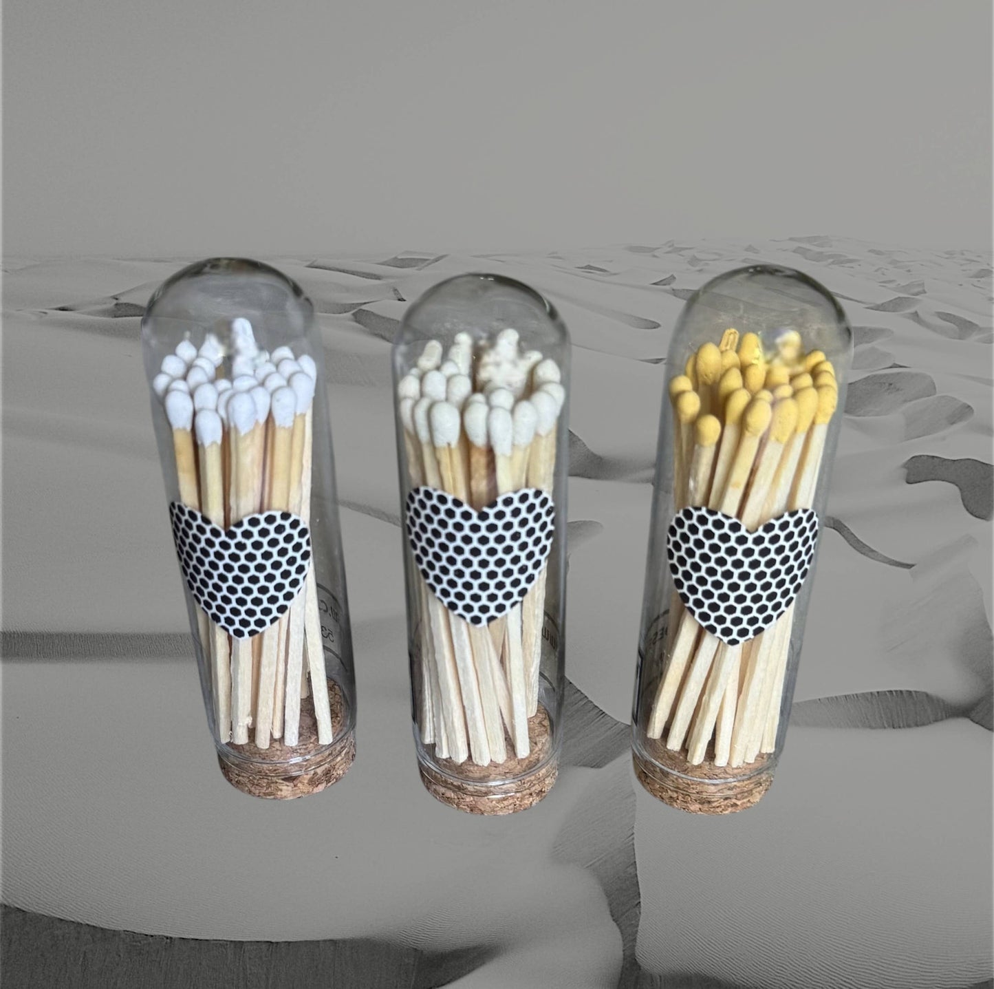 3" Matches in Cloche w/Heart Striker & 25 Colored Matches